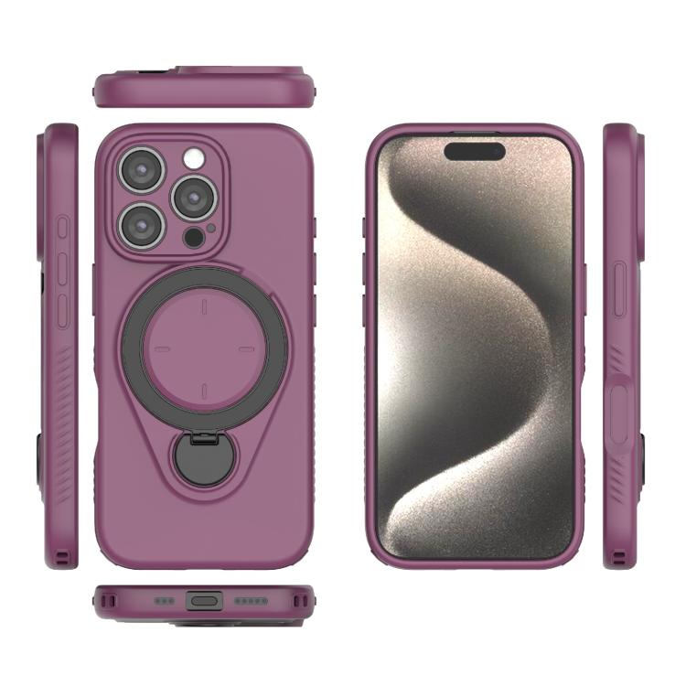 For iPhone 16 Pro Ring Shield MagSafe TPU Phone Case with 360 Degree Rotating Holder