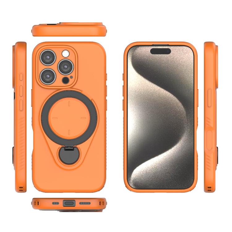 For iPhone 16 Pro Ring Shield MagSafe TPU Phone Case with 360 Degree Rotating Holder
