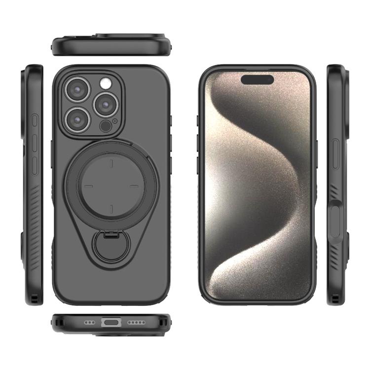 For iPhone 16 Pro Ring Shield MagSafe TPU Phone Case with 360 Degree Rotating Holder