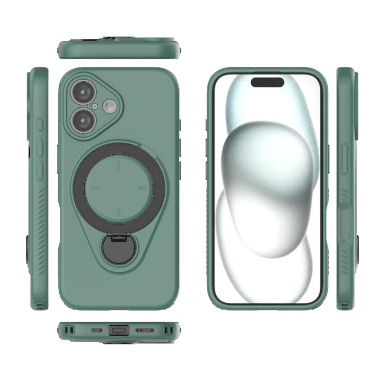 For iPhone 16 Plus Ring Shield MagSafe TPU Phone Case with 360 Degree Rotating Holder