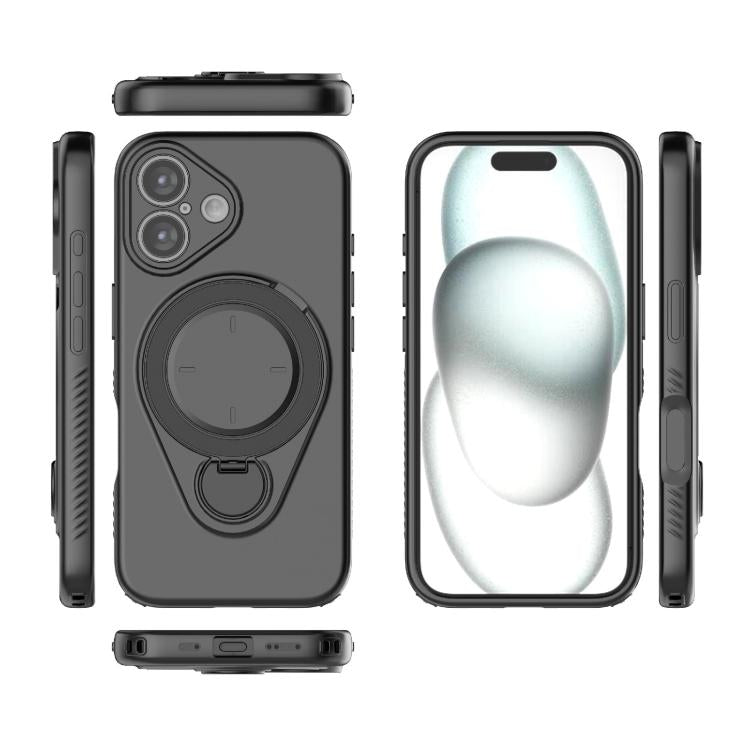 For iPhone 16 Plus Ring Shield MagSafe TPU Phone Case with 360 Degree Rotating Holder