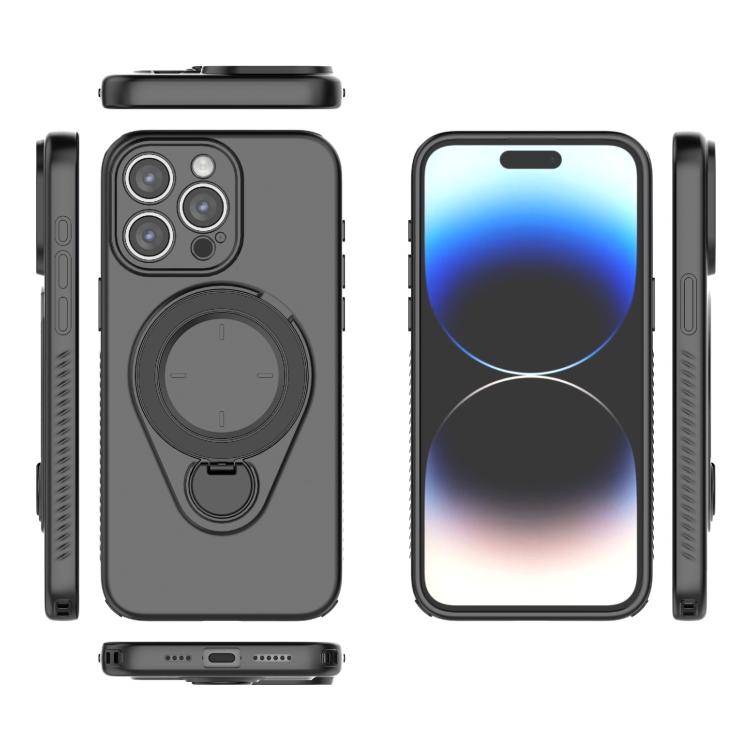 For iPhone 15 Pro Max Ring Shield MagSafe TPU Phone Case with 360 Degree Rotating Holder