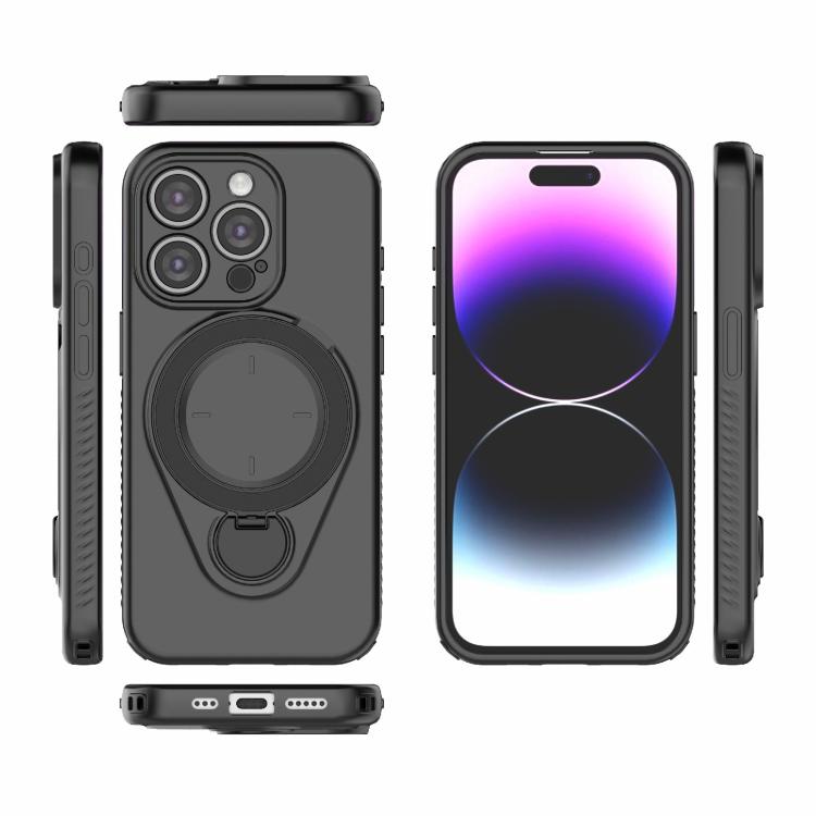 For iPhone 15 Pro Ring Shield MagSafe TPU Phone Case with 360 Degree Rotating Holder