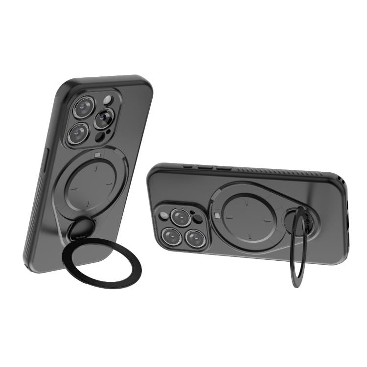 For iPhone 15 Pro Ring Shield MagSafe TPU Phone Case with 360 Degree Rotating Holder