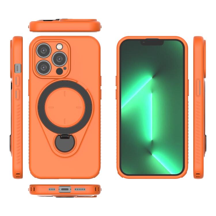 For iPhone 13 Pro Ring Shield MagSafe TPU Phone Case with 360 Degree Rotating Holder