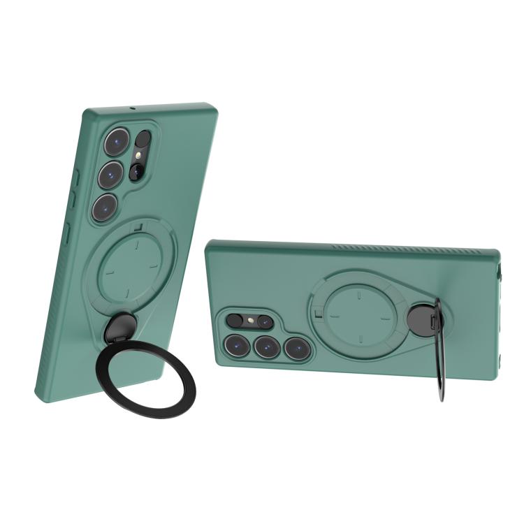 For Samsung Galaxy S23 Ultra 5G Ring Shield MagSafe TPU Phone Case with 360 Degree Rotating Holder