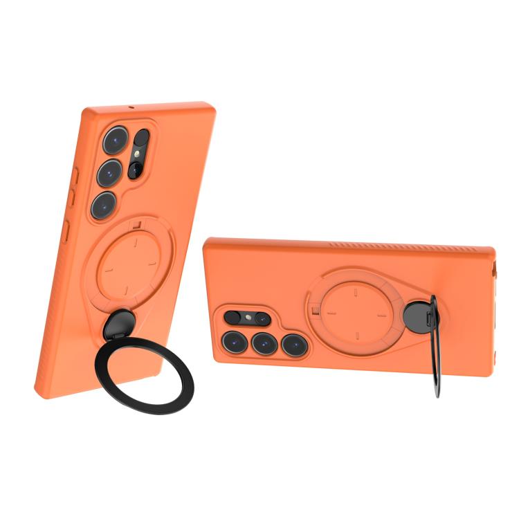 For Samsung Galaxy S23 Ultra 5G Ring Shield MagSafe TPU Phone Case with 360 Degree Rotating Holder