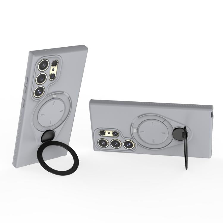 For Samsung Galaxy S24 Ultra 5G Ring Shield MagSafe TPU Phone Case with 360 Degree Rotating Holder