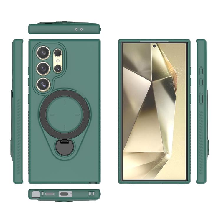 For Samsung Galaxy S24 Ultra 5G Ring Shield MagSafe TPU Phone Case with 360 Degree Rotating Holder