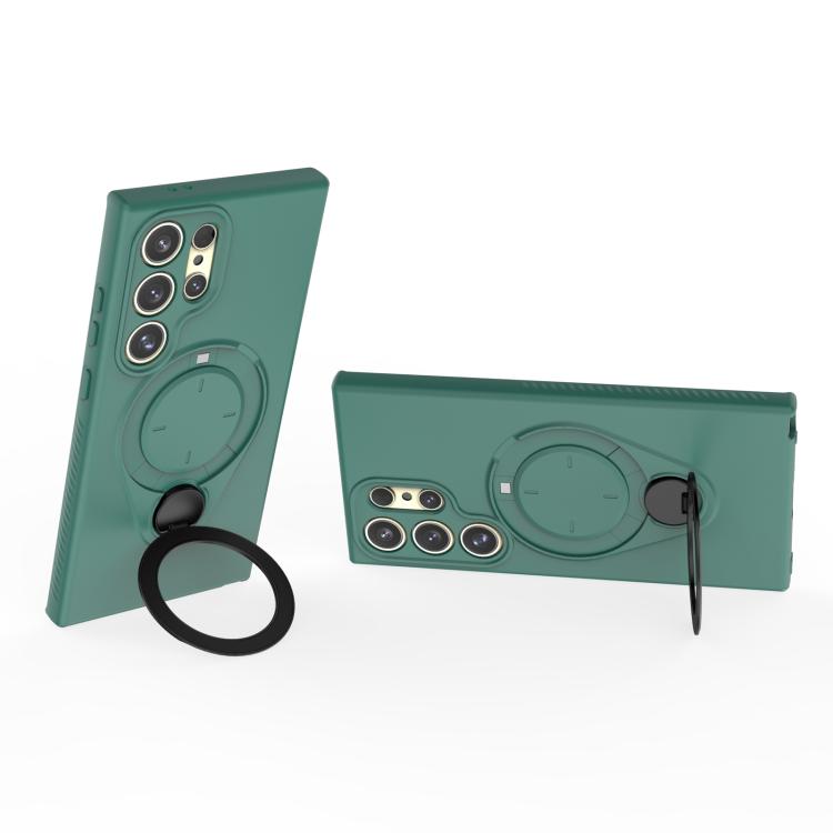 For Samsung Galaxy S24 Ultra 5G Ring Shield MagSafe TPU Phone Case with 360 Degree Rotating Holder