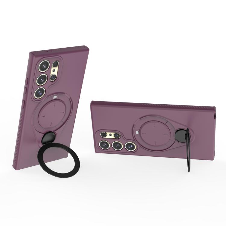 For Samsung Galaxy S24 Ultra 5G Ring Shield MagSafe TPU Phone Case with 360 Degree Rotating Holder
