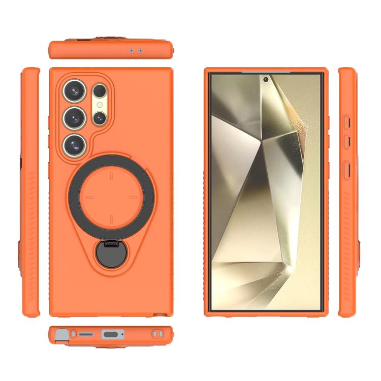 For Samsung Galaxy S24 Ultra 5G Ring Shield MagSafe TPU Phone Case with 360 Degree Rotating Holder