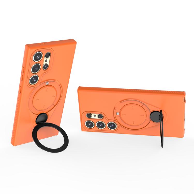 For Samsung Galaxy S24 Ultra 5G Ring Shield MagSafe TPU Phone Case with 360 Degree Rotating Holder