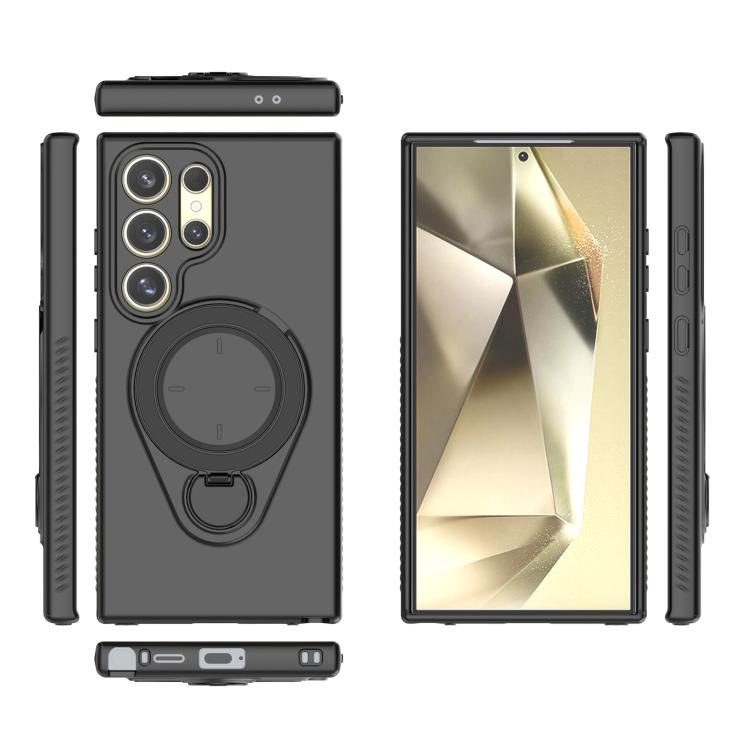 For Samsung Galaxy S24 Ultra 5G Ring Shield MagSafe TPU Phone Case with 360 Degree Rotating Holder