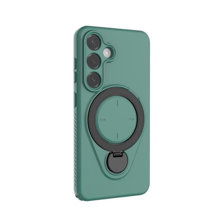 For Samsung Galaxy S25 5G Ring Shield MagSafe TPU Phone Case with 360 Degree Rotating Holder