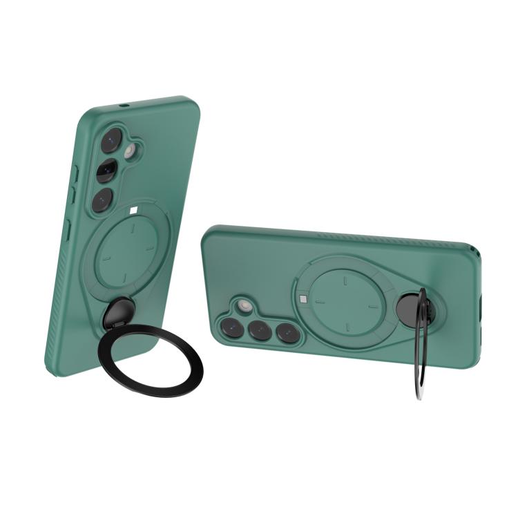 For Samsung Galaxy S25 5G Ring Shield MagSafe TPU Phone Case with 360 Degree Rotating Holder