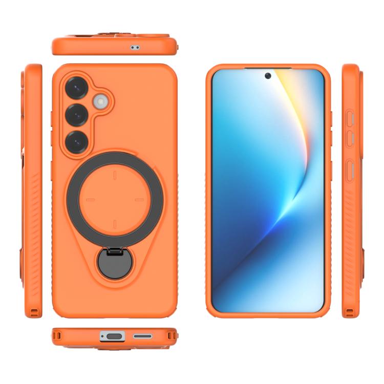 For Samsung Galaxy S25 5G Ring Shield MagSafe TPU Phone Case with 360 Degree Rotating Holder
