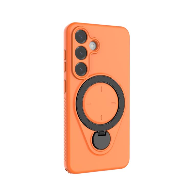 For Samsung Galaxy S25 5G Ring Shield MagSafe TPU Phone Case with 360 Degree Rotating Holder