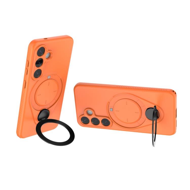 For Samsung Galaxy S25 5G Ring Shield MagSafe TPU Phone Case with 360 Degree Rotating Holder