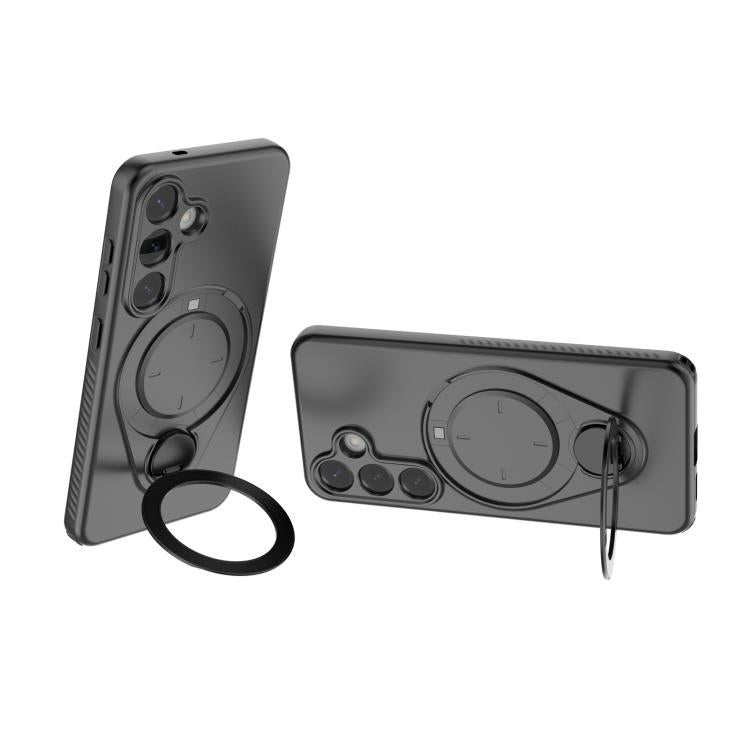 For Samsung Galaxy S25 5G Ring Shield MagSafe TPU Phone Case with 360 Degree Rotating Holder