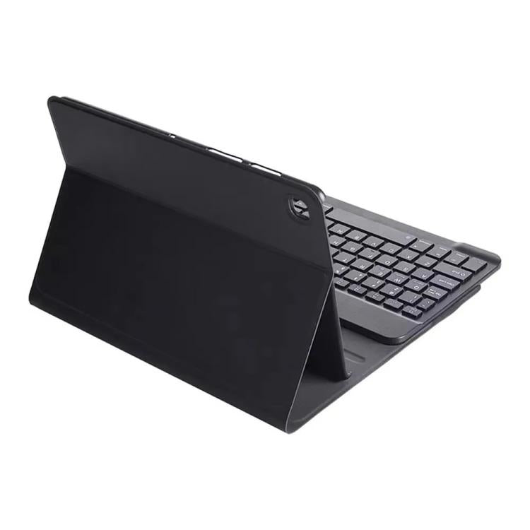 For Lenovo Tab Plus 11.5 RGB Backlight Square Keycaps Bluetooth Keyboard Tablet Leather Case - Black