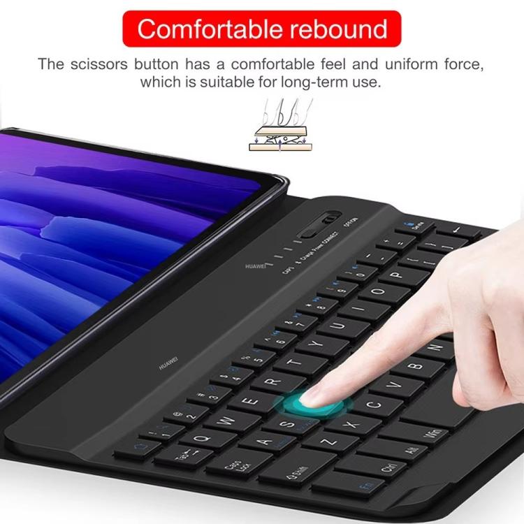 For Lenovo Tab Plus 11.5 RGB Backlight Square Keycaps Bluetooth Keyboard Tablet Leather Case - Black