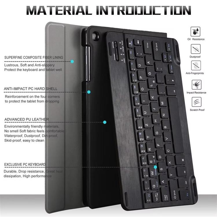 For Lenovo Tab Plus 11.5 RGB Backlight Square Keycaps Bluetooth Keyboard Tablet Leather Case - Black