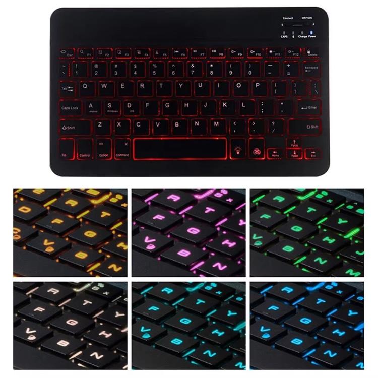 For Lenovo Tab Plus 11.5 RGB Backlight Square Keycaps Bluetooth Keyboard Tablet Leather Case - Black