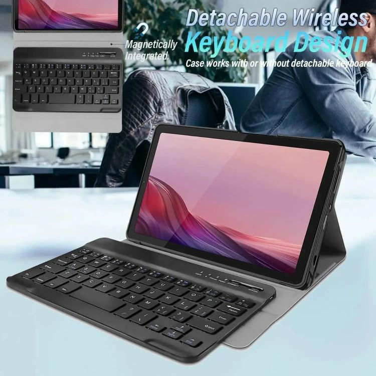 For Lenovo Tab M9 Detachable Wireless Bluetooth Keyboard Tablet Leather Case - Black