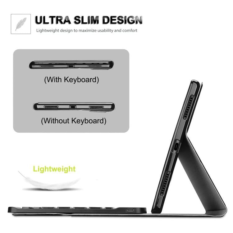 For Lenovo Tab M9 Detachable Wireless Bluetooth Keyboard Tablet Leather Case - Black