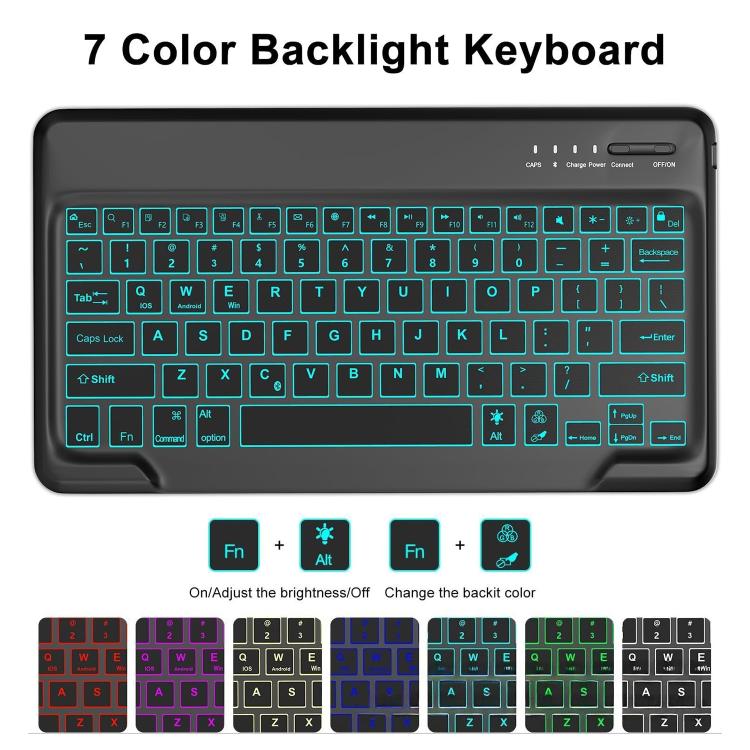 For Redmi Pad 2 Pro Touchpad RGB Backlight Bluetooth Keyboard Tablet Leather Case with Pen Slot - Black