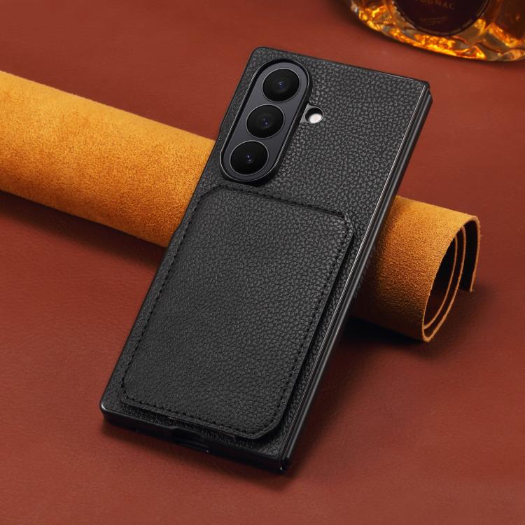 For Samsung Galaxy Z Fold5 5G D04 Calf Texture Dual Card Slot Holder Phone Case