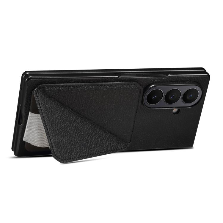 For Samsung Galaxy Z Fold5 5G D04 Calf Texture Dual Card Slot Holder Phone Case
