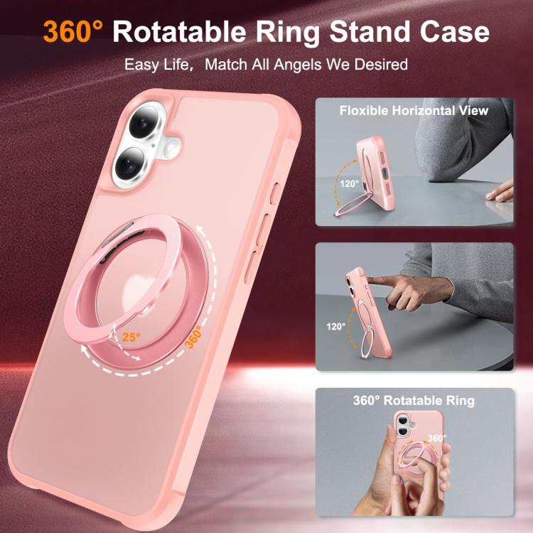 For iPhone 17 Skin-Feel Rotary Damping Bracket MagSafe Phone Case