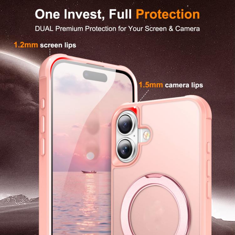 For iPhone 17 Skin-Feel Rotary Damping Bracket MagSafe Phone Case