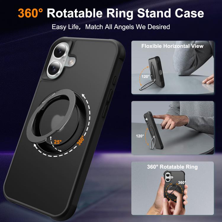 For iPhone 17 Skin-Feel Rotary Damping Bracket MagSafe Phone Case