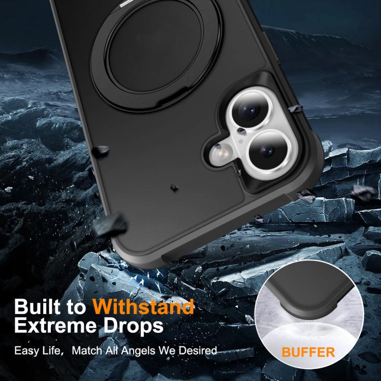 For iPhone 17 Skin-Feel Rotary Damping Bracket MagSafe Phone Case