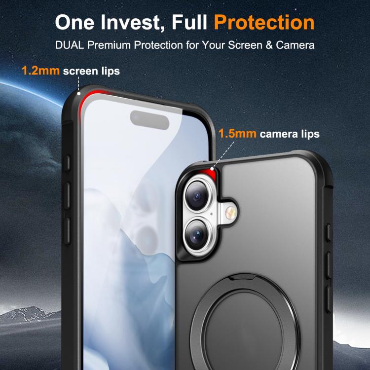 For iPhone 17 Skin-Feel Rotary Damping Bracket MagSafe Phone Case