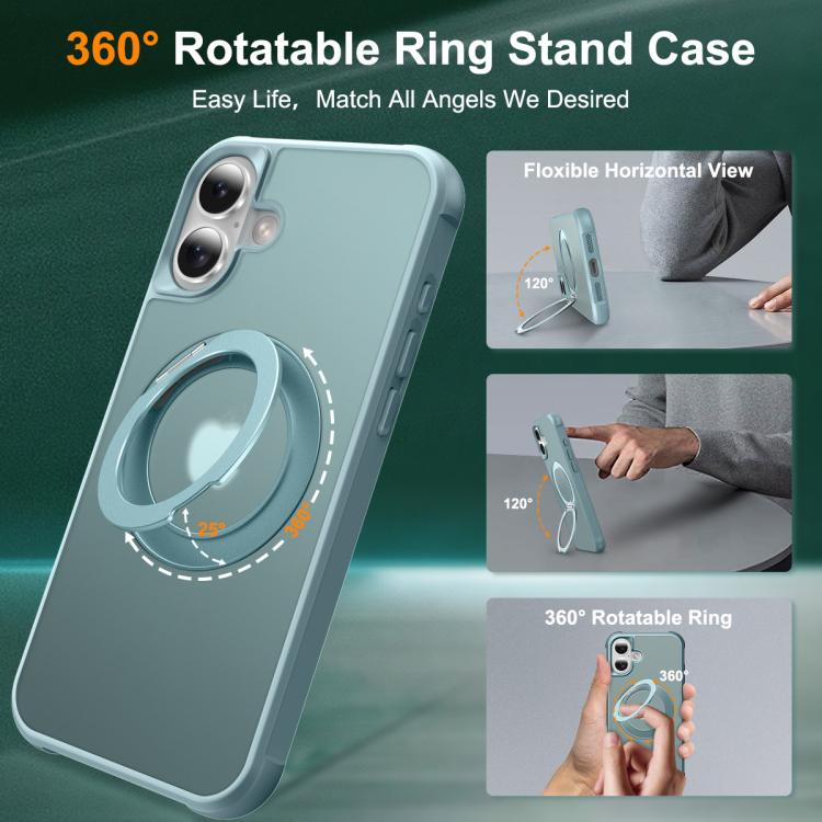 For iPhone 17 Skin-Feel Rotary Damping Bracket MagSafe Phone Case