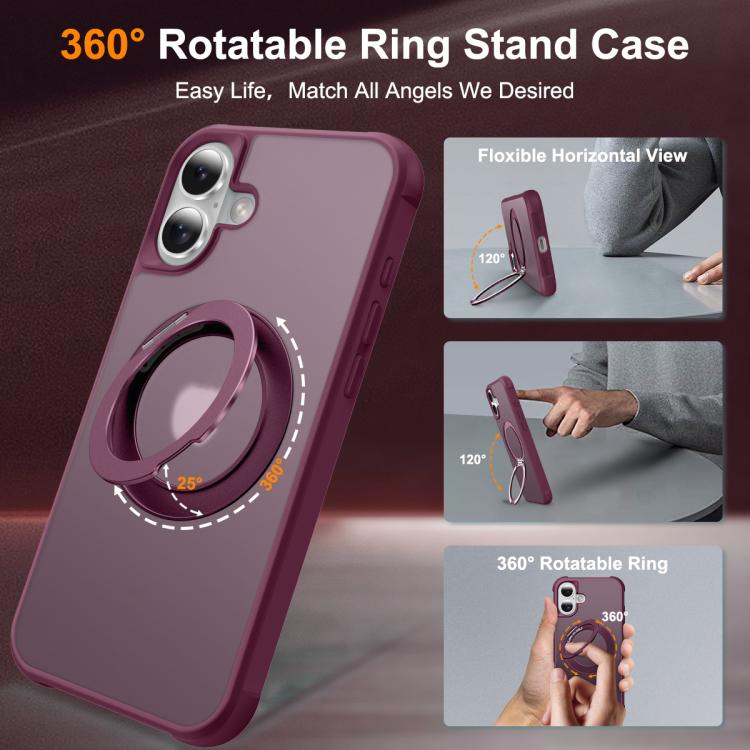For iPhone 17 Skin-Feel Rotary Damping Bracket MagSafe Phone Case