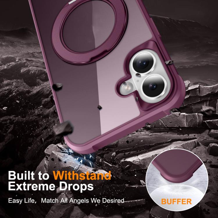 For iPhone 17 Skin-Feel Rotary Damping Bracket MagSafe Phone Case