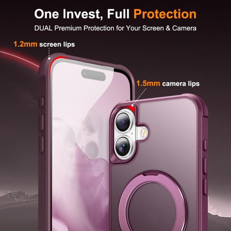 For iPhone 17 Skin-Feel Rotary Damping Bracket MagSafe Phone Case