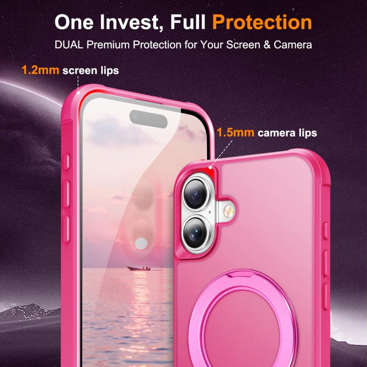 For iPhone 17 Skin-Feel Rotary Damping Bracket MagSafe Phone Case