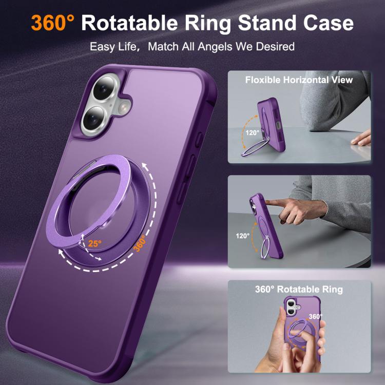 For iPhone 17 Skin-Feel Rotary Damping Bracket MagSafe Phone Case