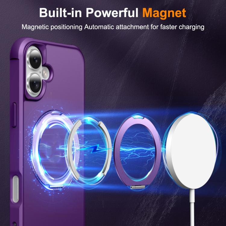 For iPhone 17 Skin-Feel Rotary Damping Bracket MagSafe Phone Case