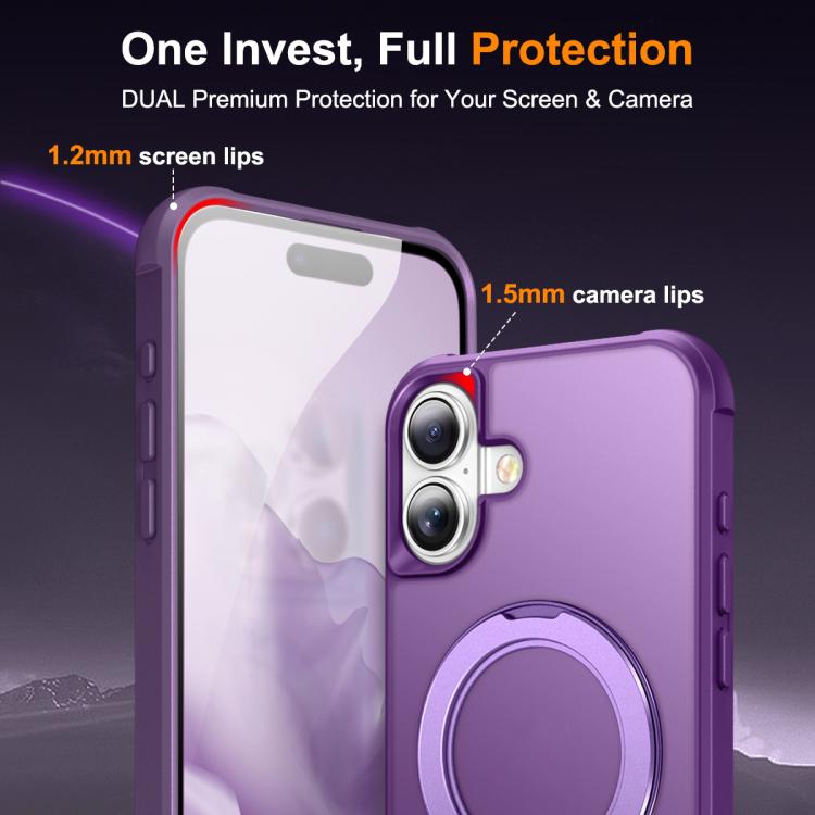 For iPhone 17 Skin-Feel Rotary Damping Bracket MagSafe Phone Case