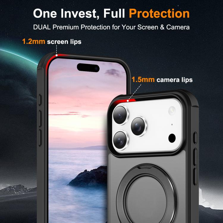 For iPhone 17 Pro Max Skin-Feel Rotary Damping Bracket MagSafe Phone Case