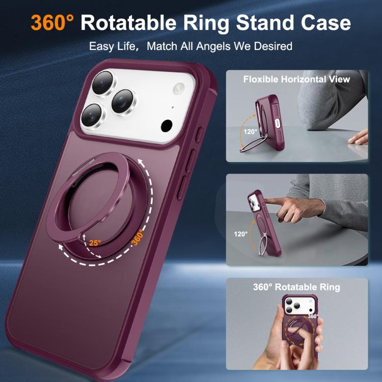 For iPhone 17 Pro Max Skin-Feel Rotary Damping Bracket MagSafe Phone Case