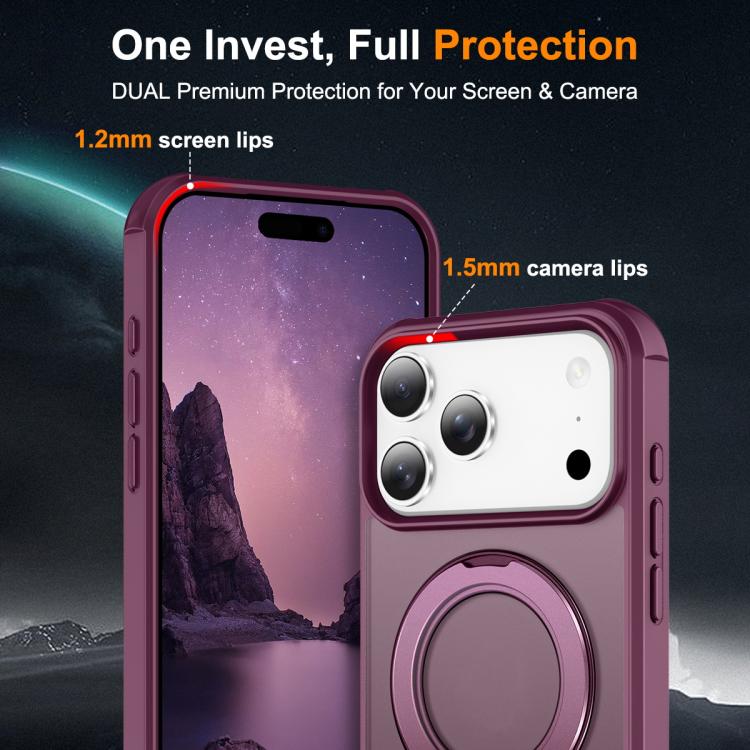 For iPhone 17 Pro Max Skin-Feel Rotary Damping Bracket MagSafe Phone Case