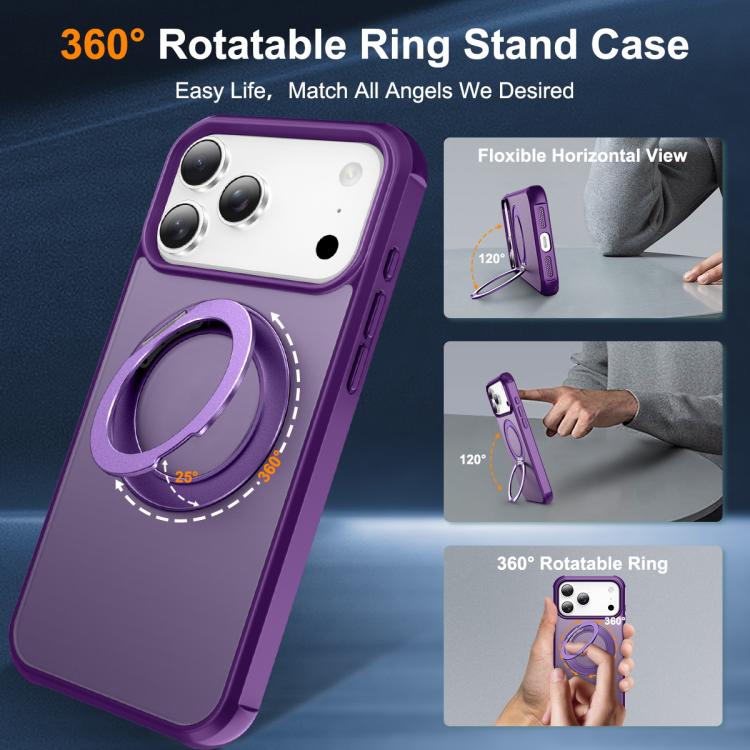 For iPhone 17 Pro Max Skin-Feel Rotary Damping Bracket MagSafe Phone Case